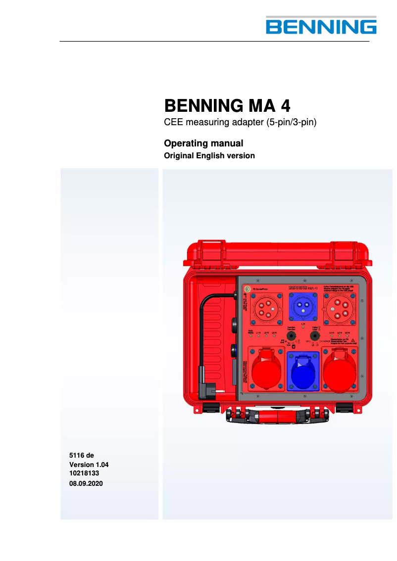 Page n°1 - Manuel utilisateur BENNING MA 4
