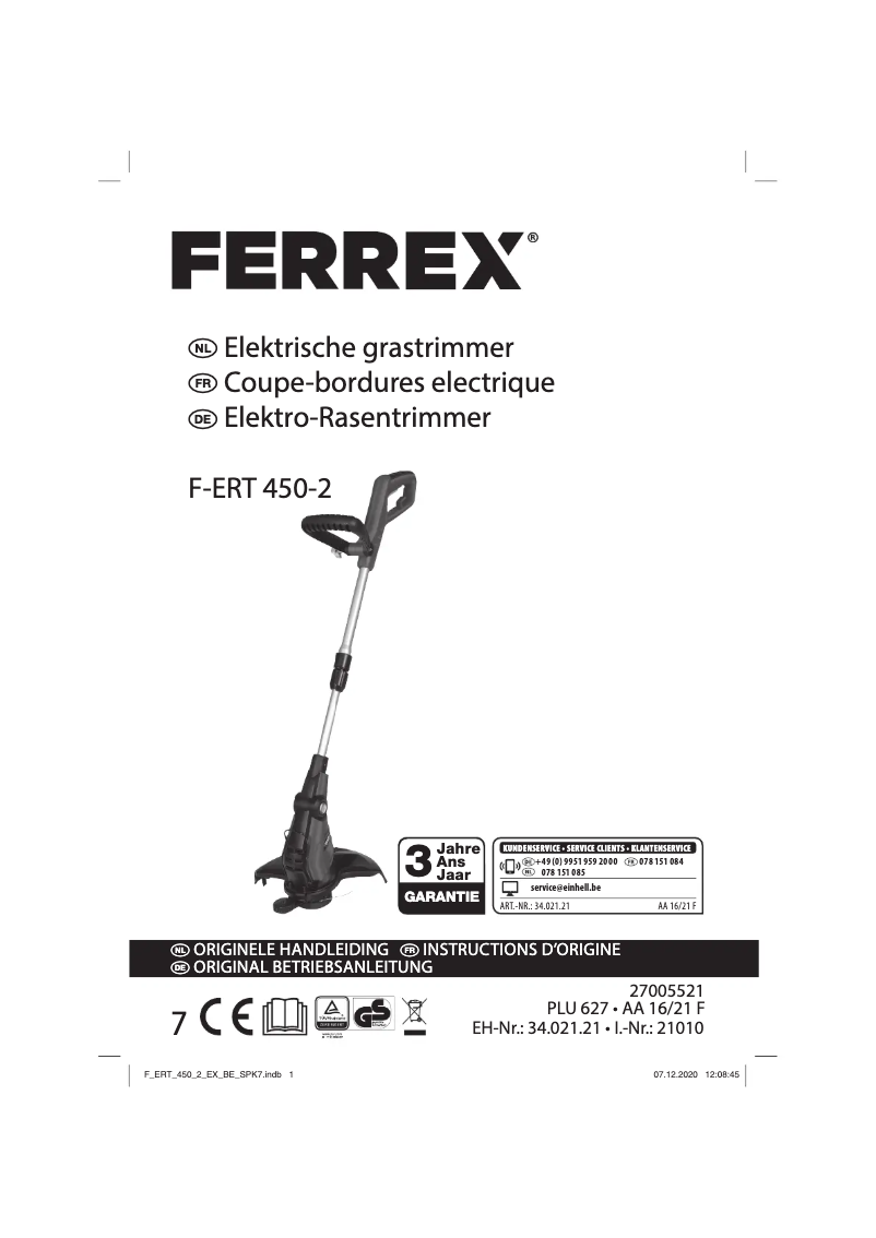 Page 1 de la notice Manuel utilisateur Ferrex F-ERT 450-2
