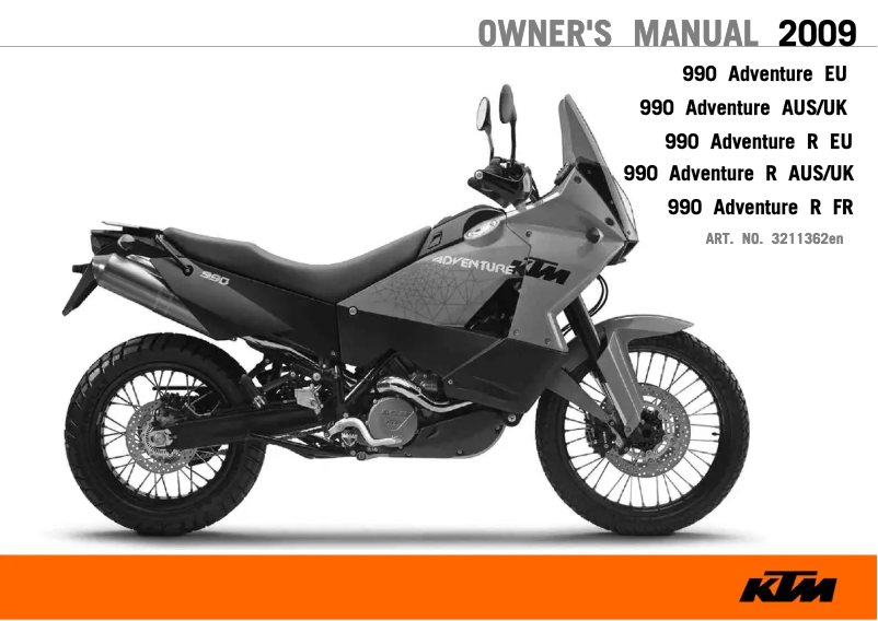 Page 1 de la notice Manuel utilisateur KTM 990 Adventure (2009)