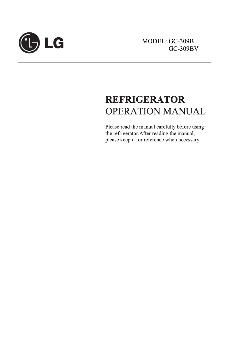 Page 1 de la notice Manuel utilisateur LG GC-409BV