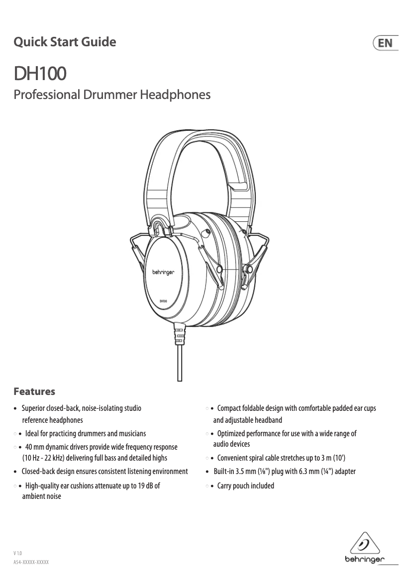 Page 1 of the manual User Manual Behringer DH100