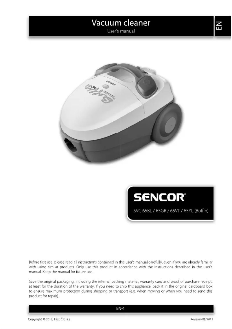 Page 1 de la notice Manuel utilisateur Sencor SVC 65GR