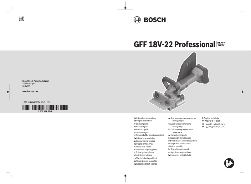 Page 1 de la notice Manuel utilisateur Bosch GFF 18V-22 Professional