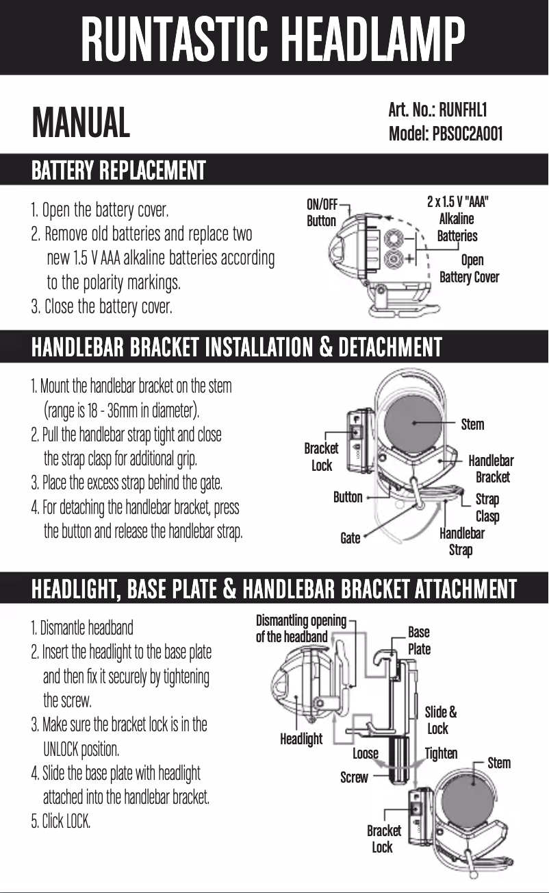 Page n°1 - Manuel utilisateur Runtastic RUNFHL1