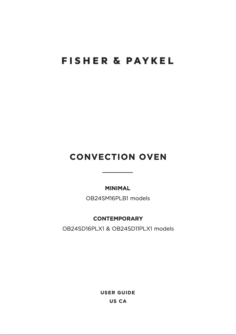 Page 1 de la notice Manuel utilisateur Fisher & Paykel OB24SD16PLX1