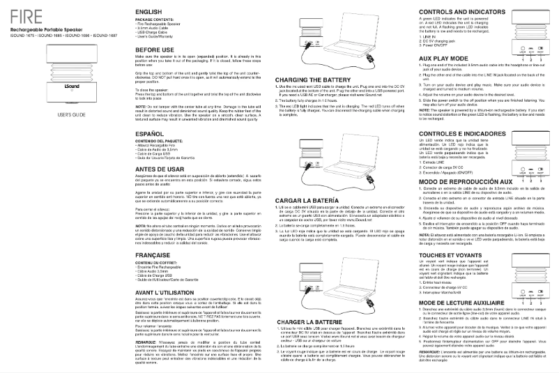 Page 1 de la notice Manuel utilisateur i.Sound Fire