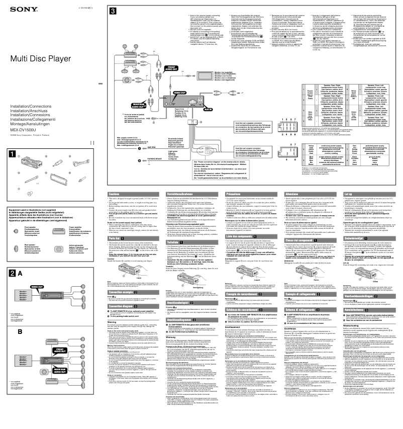 Page 1 de la notice Guide d'installation Sony MEX-DV1500U