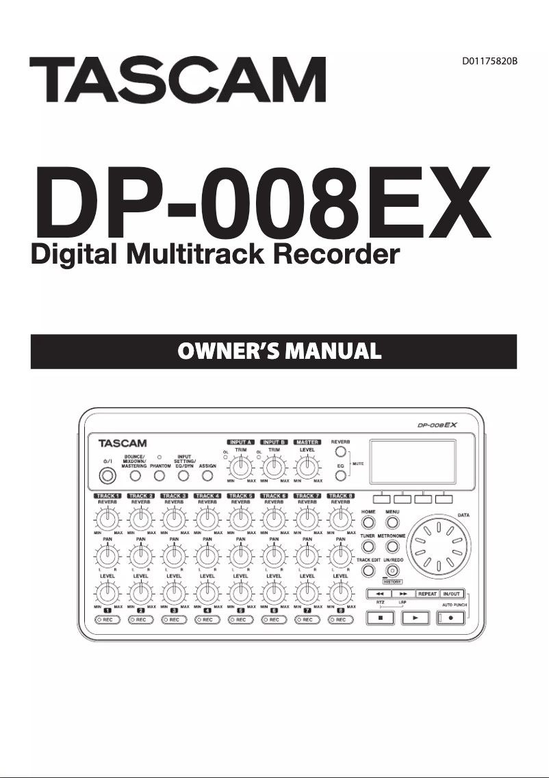 Page n°1 - Manuel utilisateur Tascam DP-008EX
