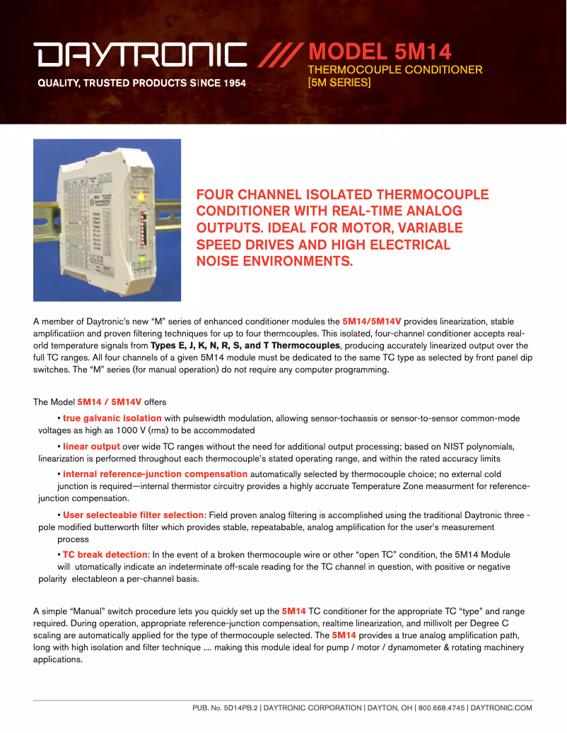 Página 1 del manual Ficha técnica Daytronic 5M14V