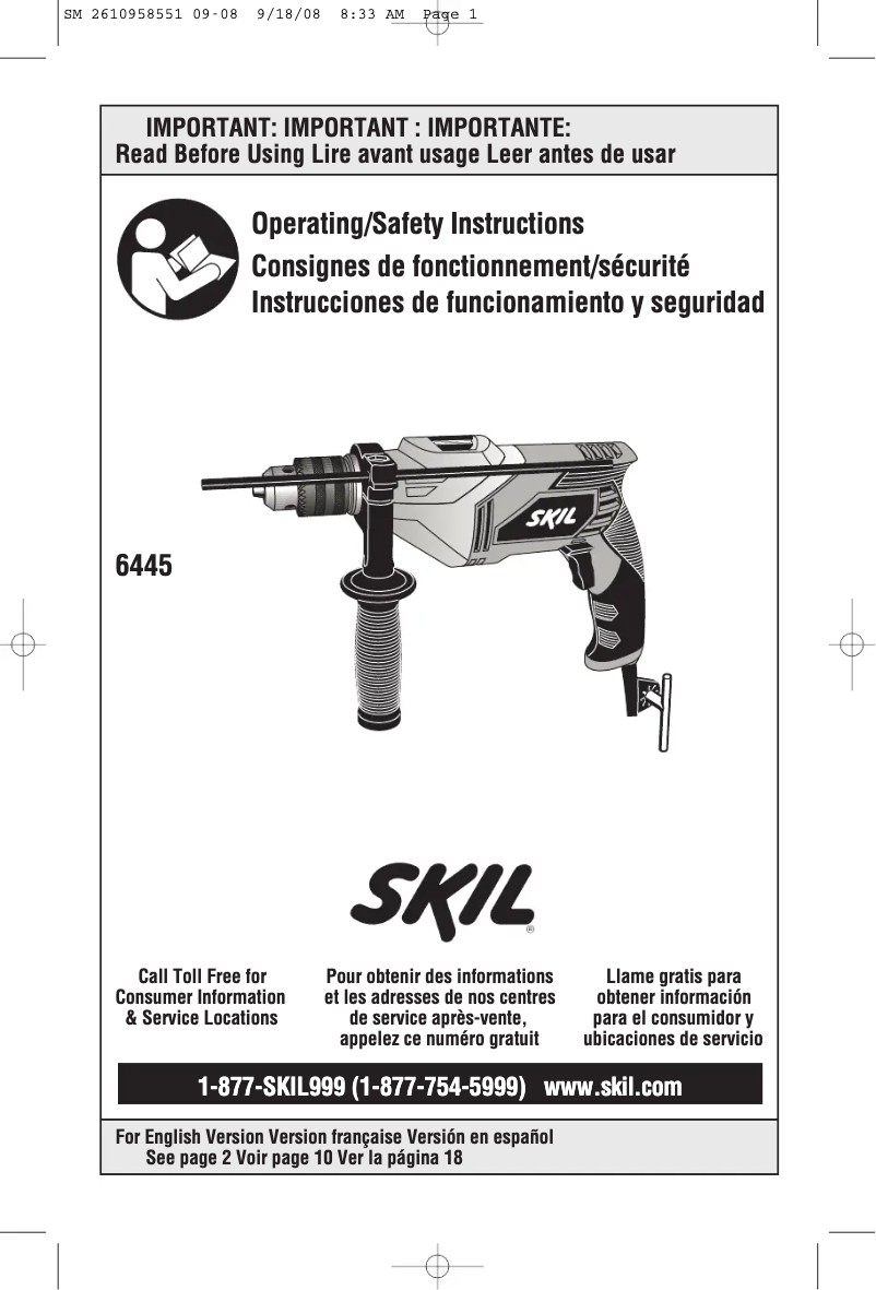 Page 1 de la notice Manuel utilisateur Skil 6445-01