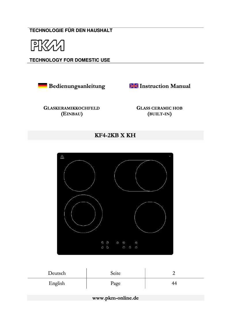 Page 1 de la notice Manuel utilisateur PKM KF4 2KB X KH