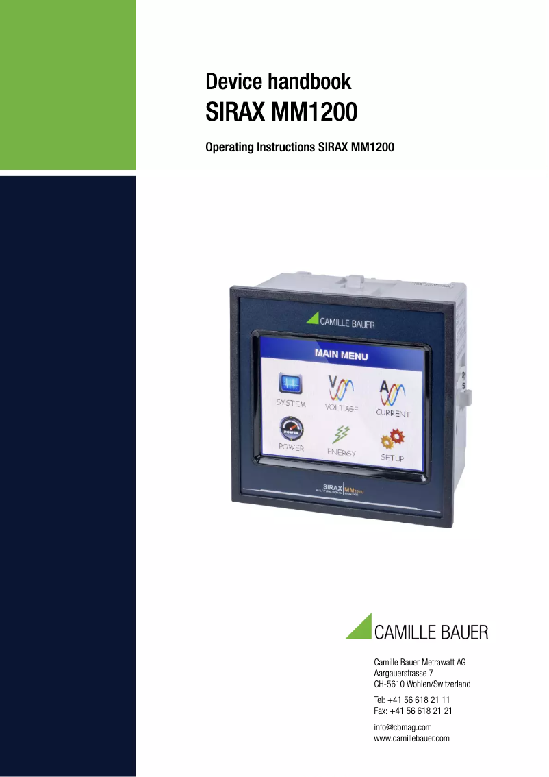 Page n°1 - Manuel utilisateur Camille Bauer SIRAX MM1200