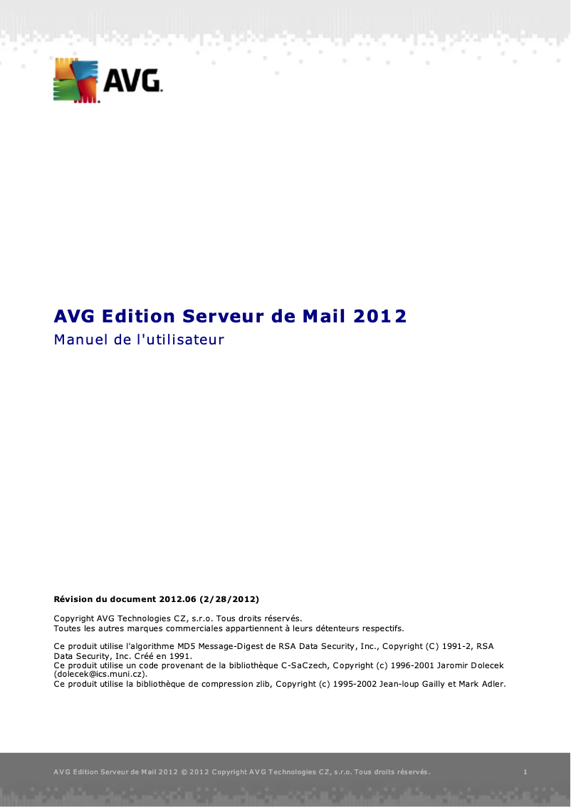 Página 1 del manual Manual de usuario AVG Email Server Edition (2012)