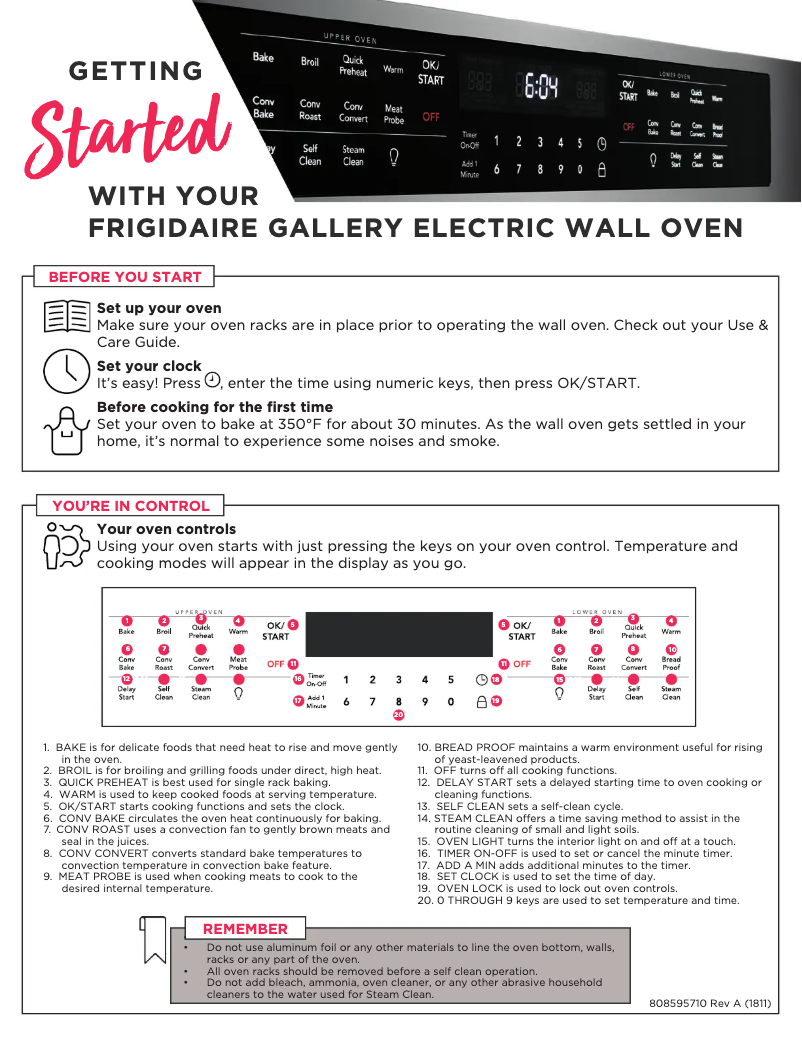 Page n°1 - Guide de démarrage rapide Frigidaire FGET2766UD