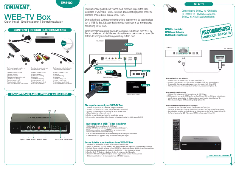 Page n°1 - Manuel utilisateur Eminent EM8100 Web-TV Box