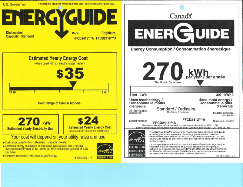Page n°1 - Label énergétique Frigidaire FFCD2418US