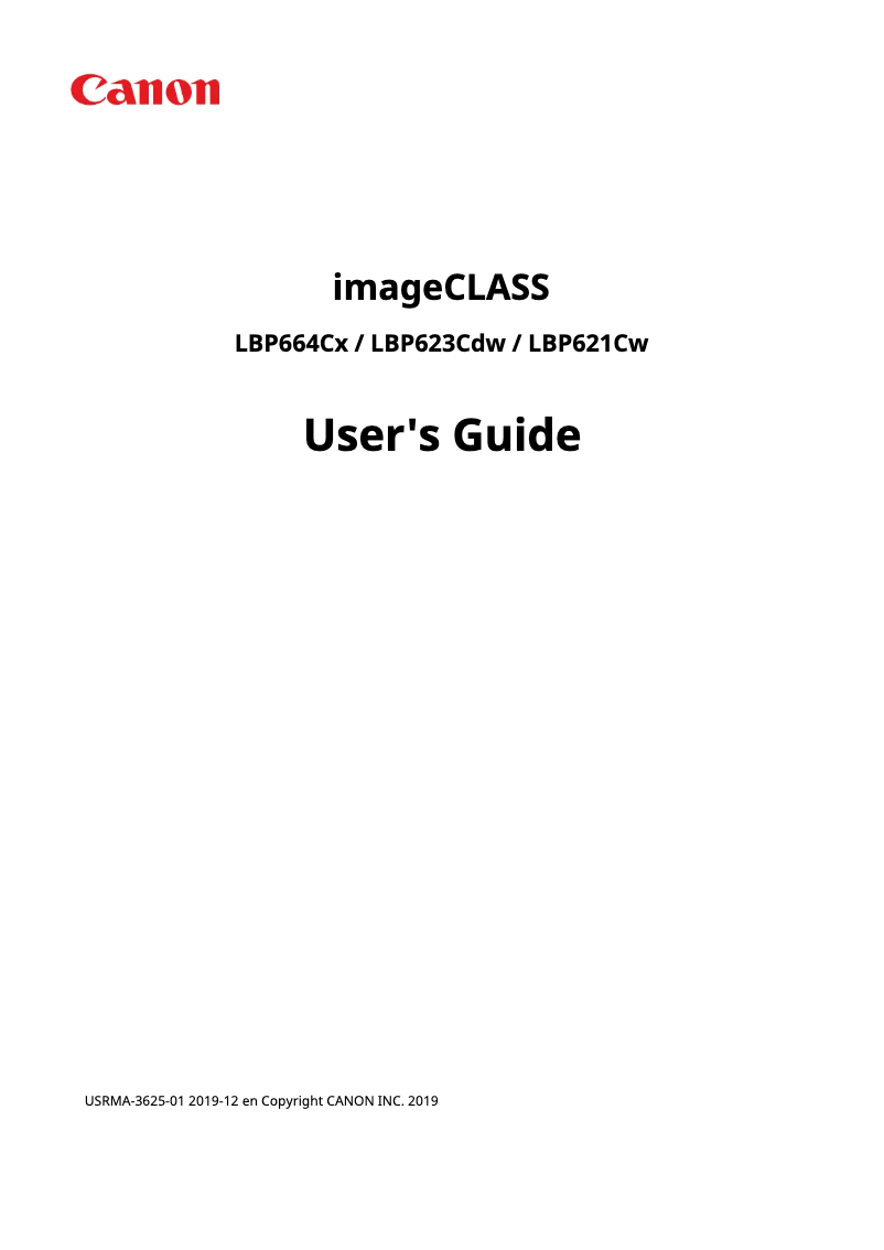 Image de la première page du manuel de l'appareil imageCLASS LBP664Cx