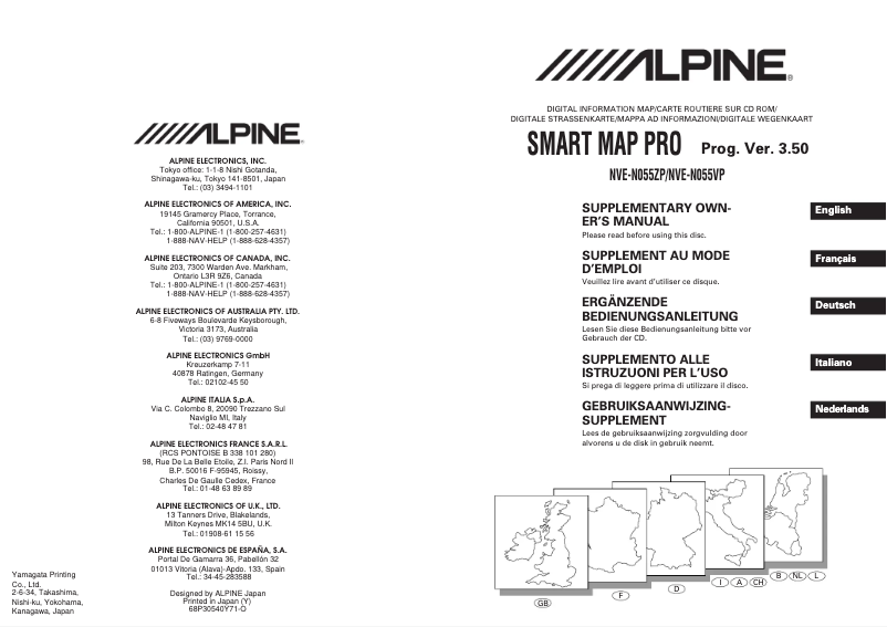 Page 1 de la notice Manuel utilisateur Alpine NVE-N055ZP