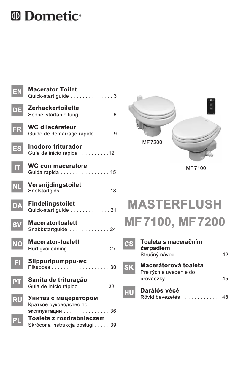 Imagen de la primera página del manual del dispositivo Masterflush MF7200
