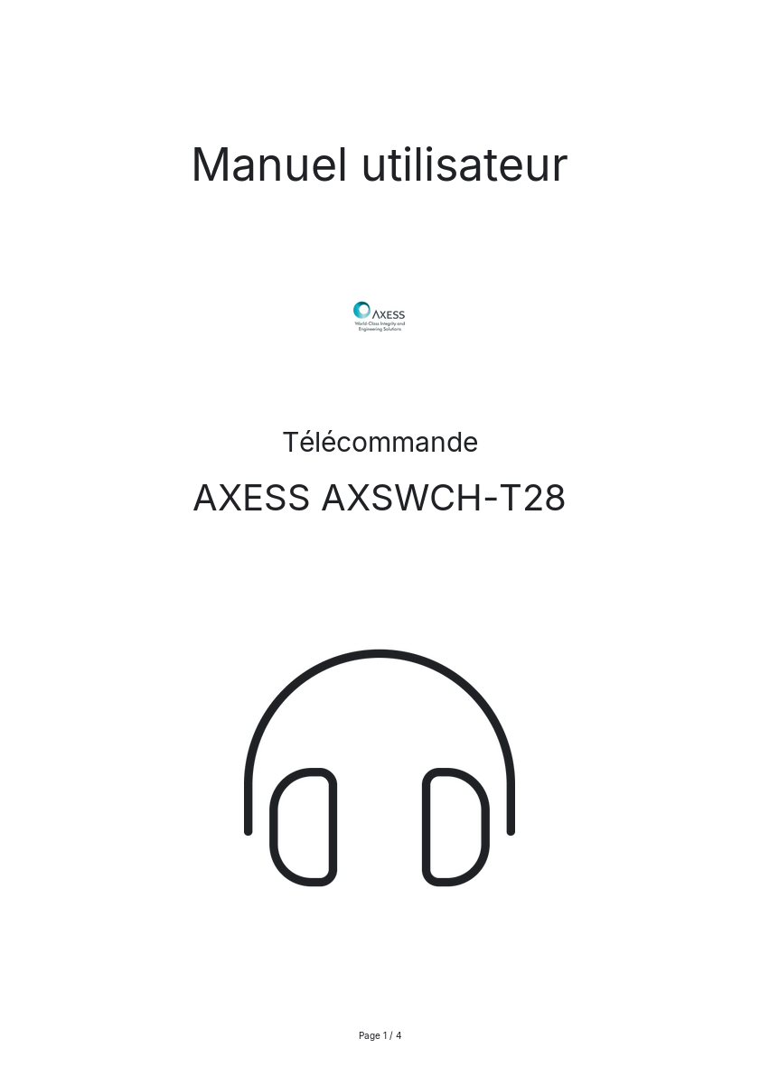 Page n°1 - Manuel utilisateur AXESS AXSWCH-T28