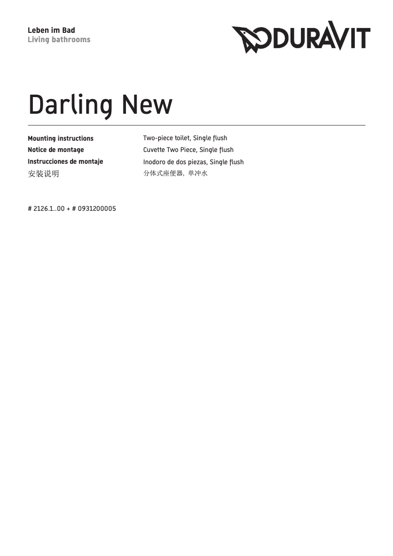 Page n°1 - Manuel utilisateur Duravit Darling New 0931200005