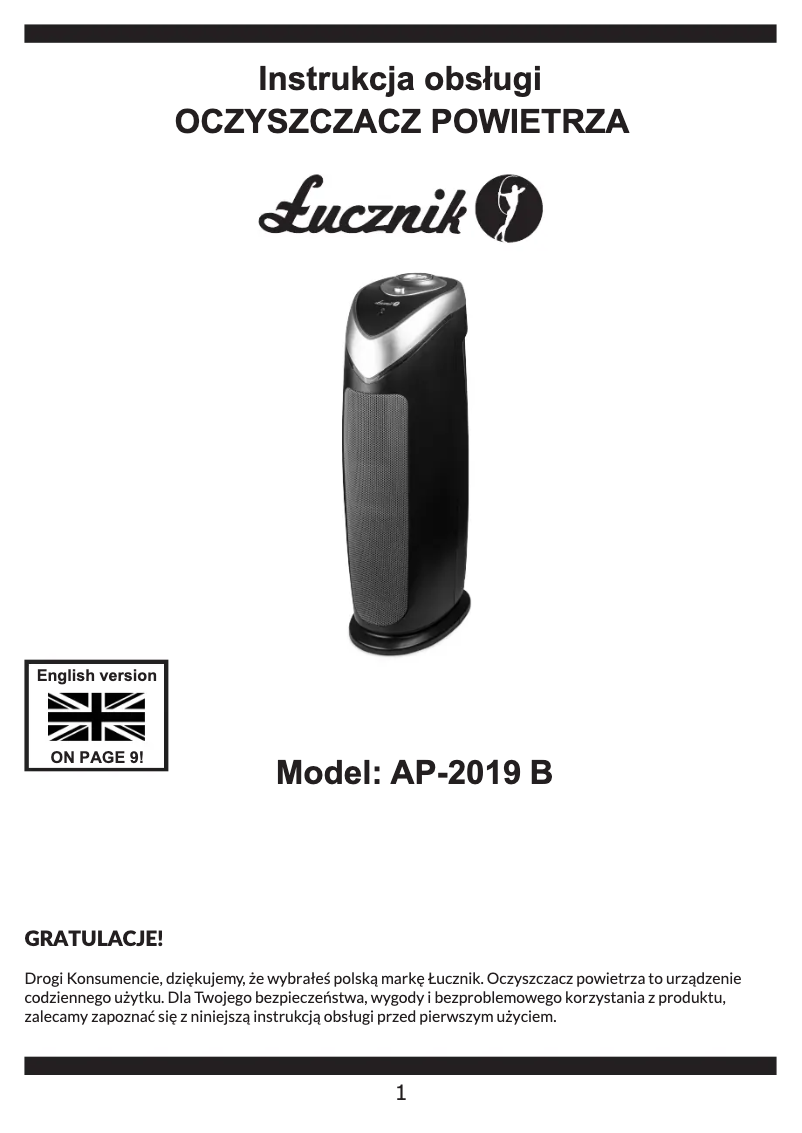 Page n°1 - Manuel utilisateur Łucznik AP-2019 B