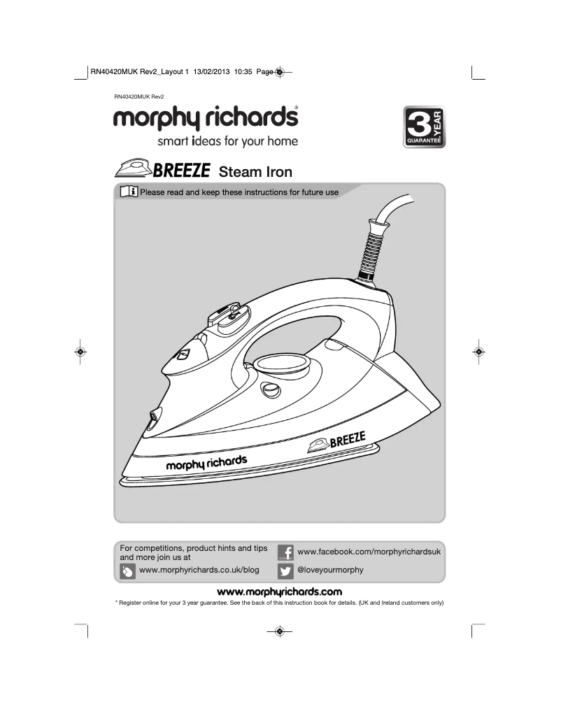 Page 1 de la notice Manuel utilisateur Morphy Richards Breeze 300203