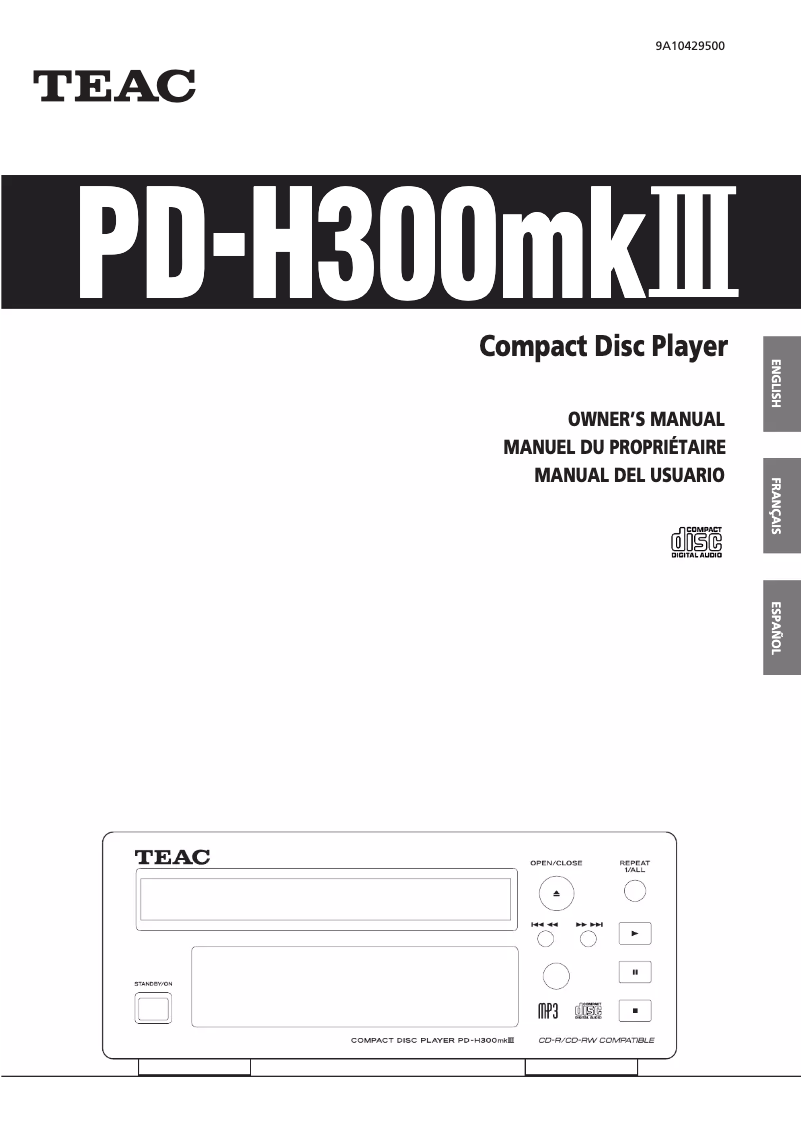 Page n°1 - Manuel utilisateur Teac PD-H300MKIII