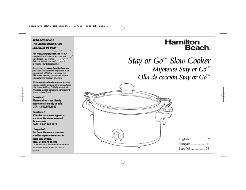 Page n°1 - Manuel utilisateur Hamilton Beach 33267