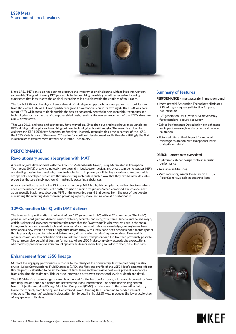 Page n°1 - Fiche technique KEF LS50C