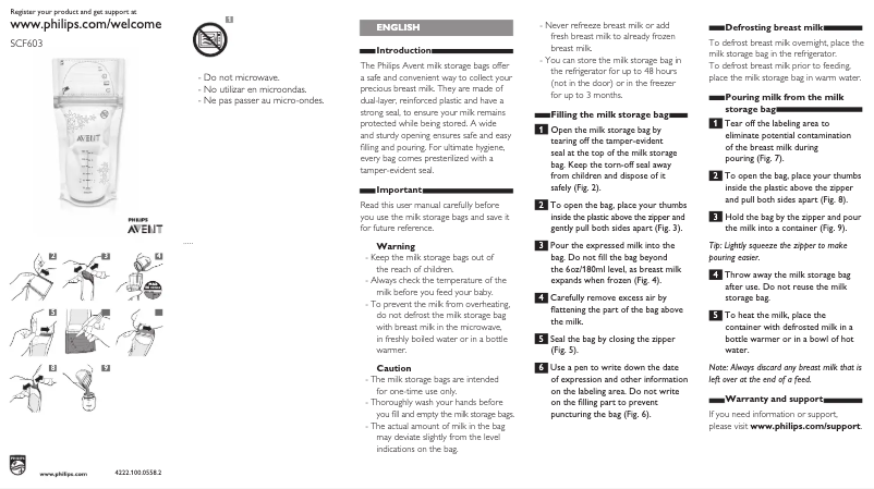 Page 1 de la notice Manuel utilisateur Philips Avent SCF603