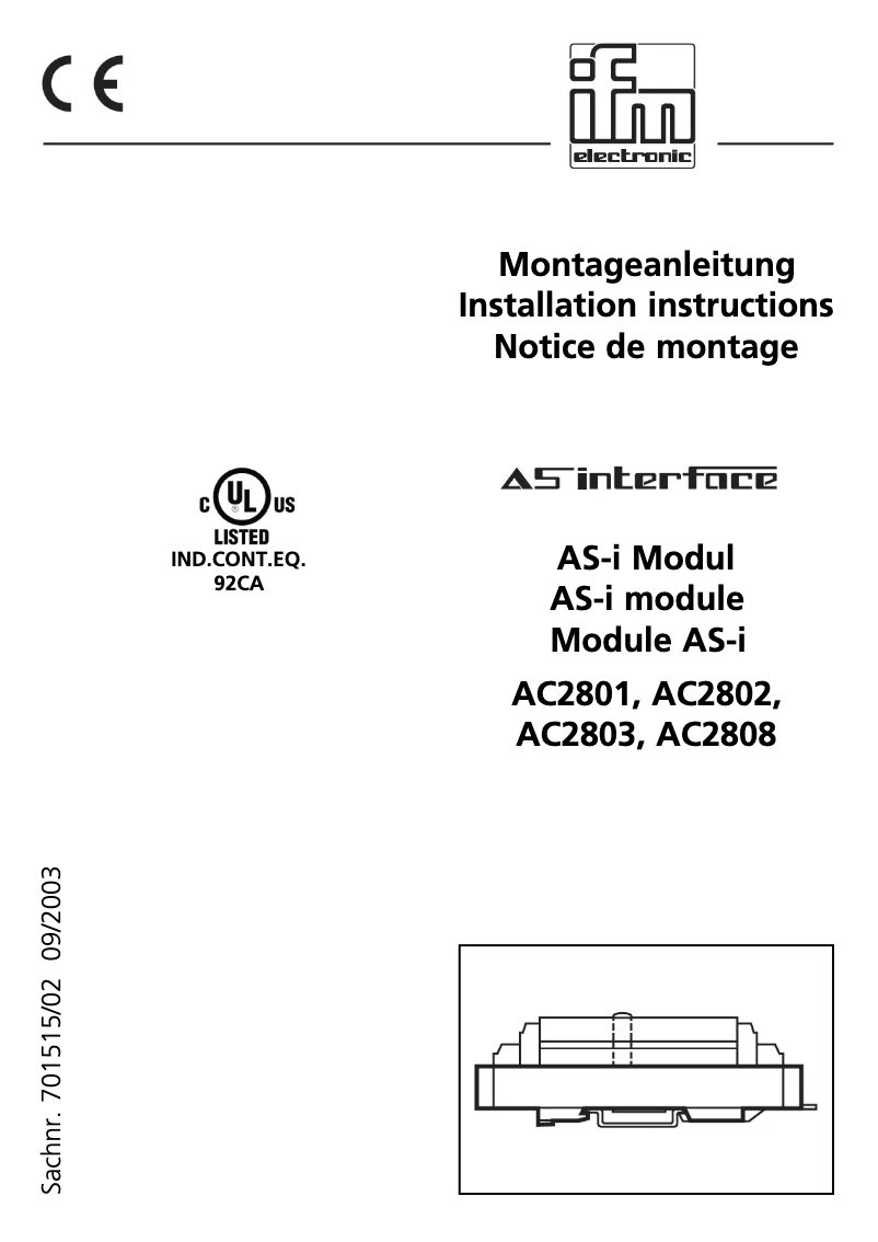 Page n°1 - Manuel utilisateur IFM AC2801