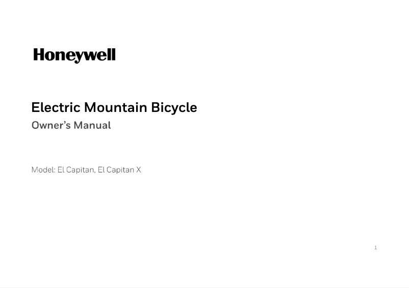 Page n°1 - Manuel utilisateur Honeywell El Capitan