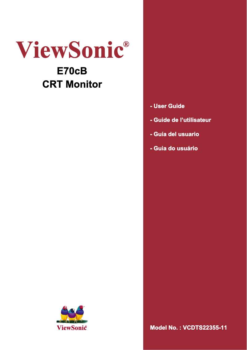Page 1 de la notice Manuel utilisateur Viewsonic E70