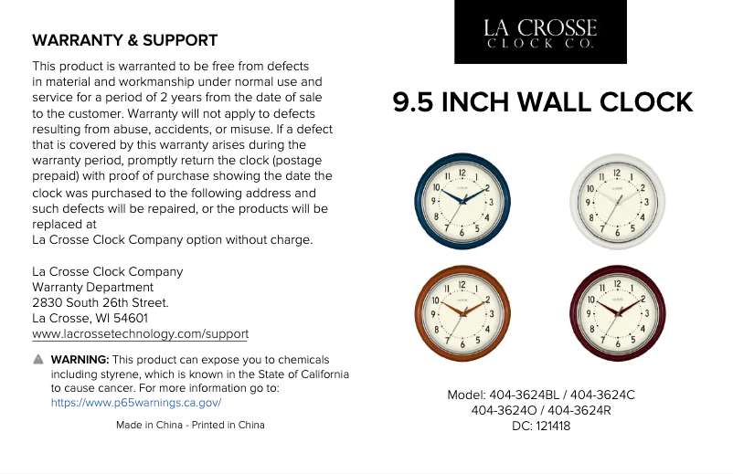 Page 1 de la notice Manuel utilisateur La Crosse Technology 404-3624O