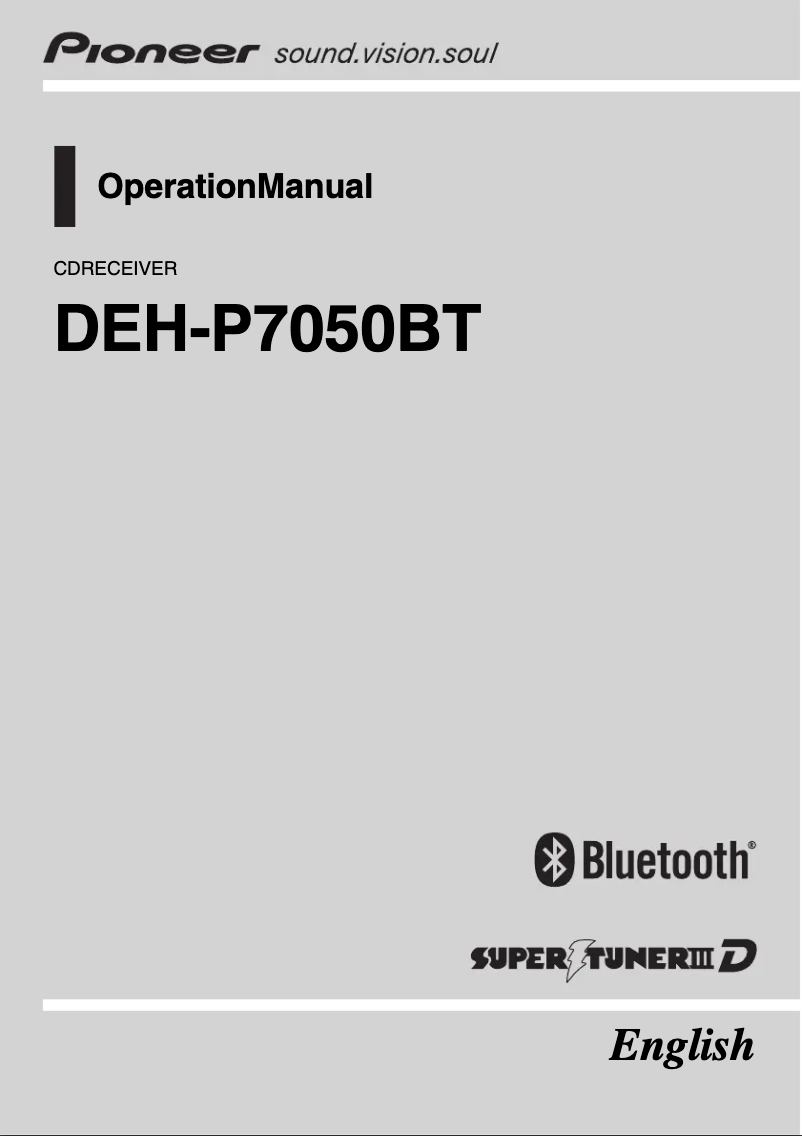 Image de la première page du manuel de l'appareil DEH-P7050BT