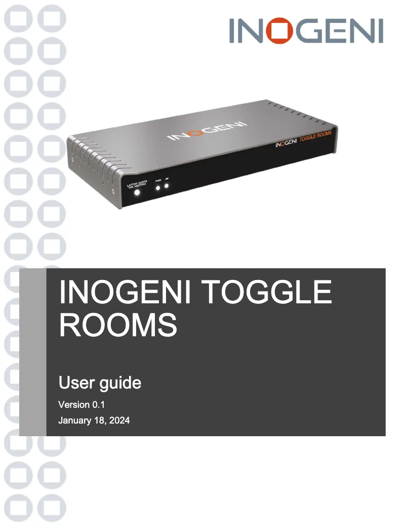 Page 1 of the manual User Manual INOGENI Toggle Rooms