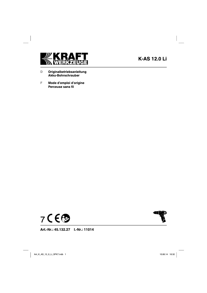 Image de la première page du manuel de l'appareil K-AS 12.0 Li