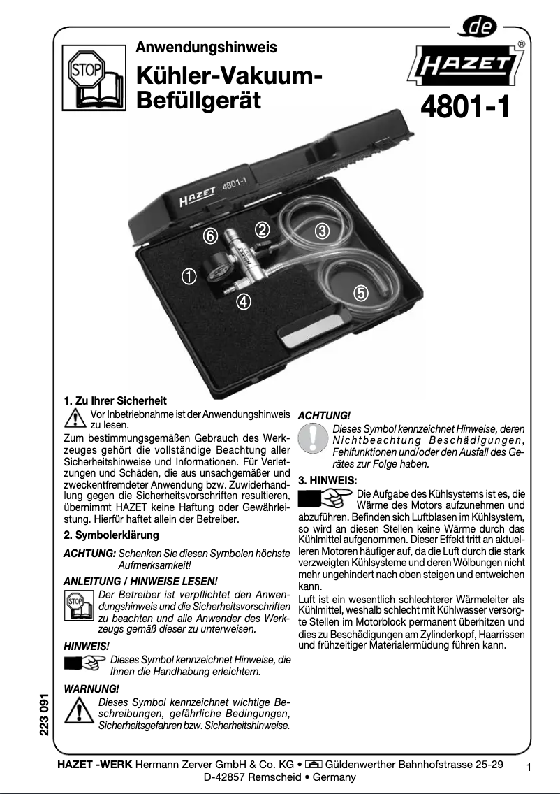 Page 1 de la notice Manuel utilisateur Hazet 4801-1