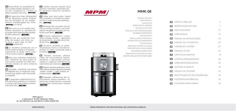 Page 1 de la notice Manuel utilisateur MPM MMK-08