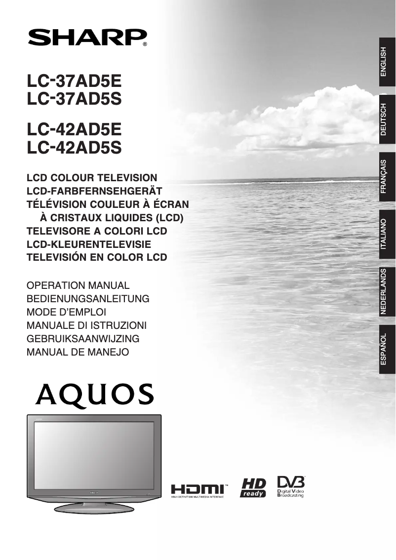 Page 1 de la notice Manuel utilisateur Sharp LC-37AD5E-GY