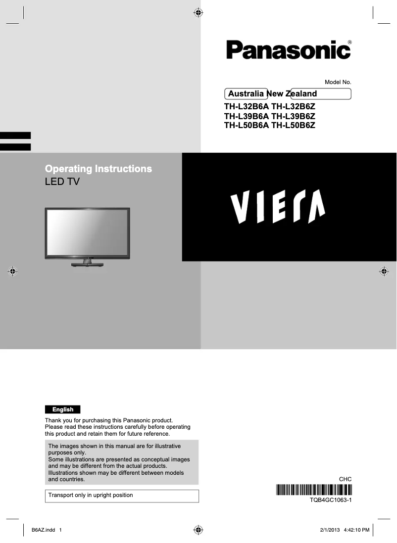 Image de la première page du manuel de l'appareil TH-L32B6A