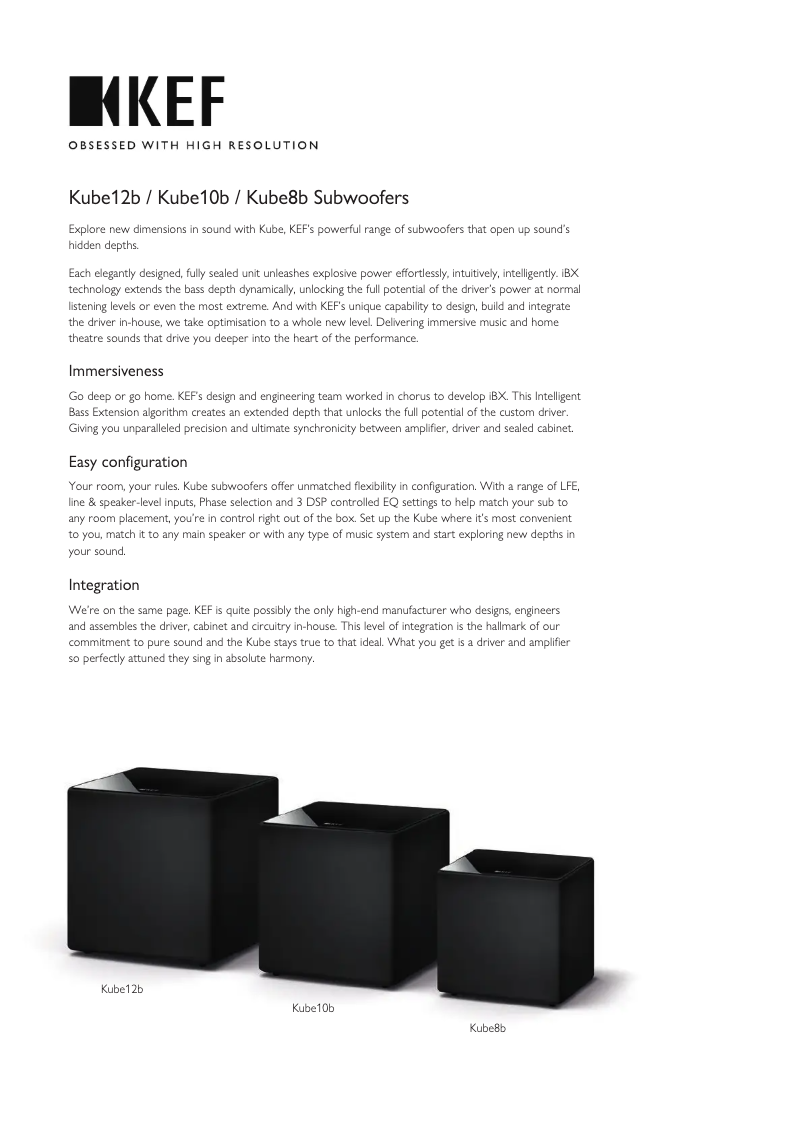 Page n°1 - Fiche technique KEF Kube 10b