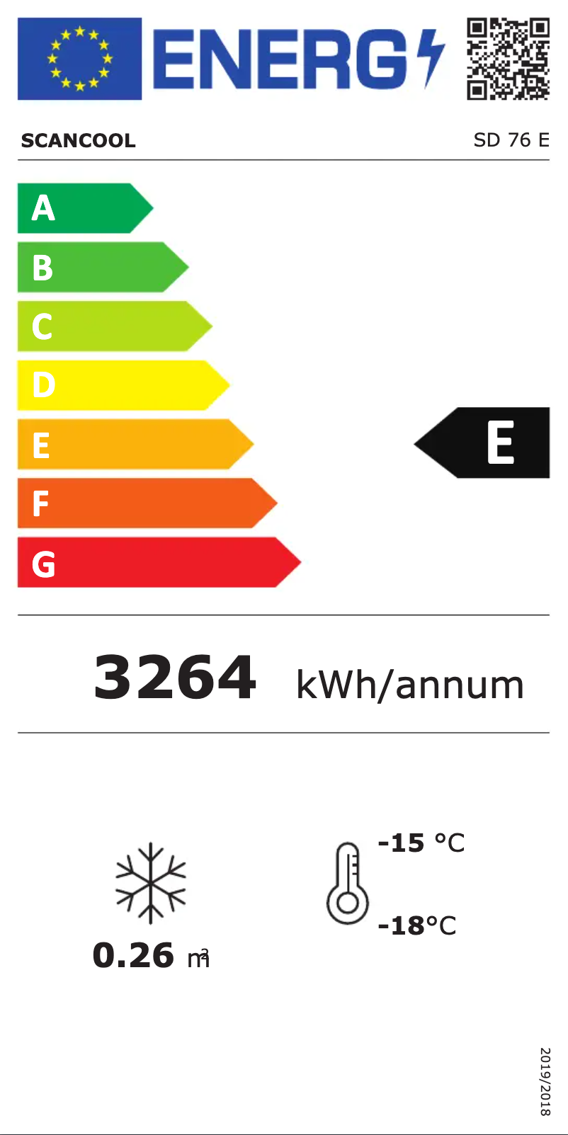 Page 1 de la notice Label énergétique Scancool SD 76 E