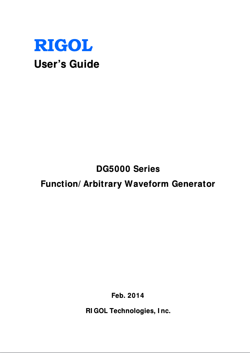 Page n°1 - Manuel utilisateur Rigol DG5352