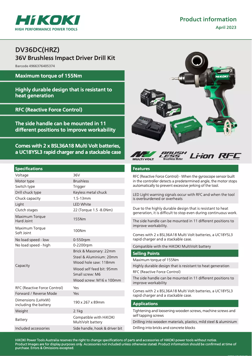 Image de la première page du manuel de l'appareil DV36DC