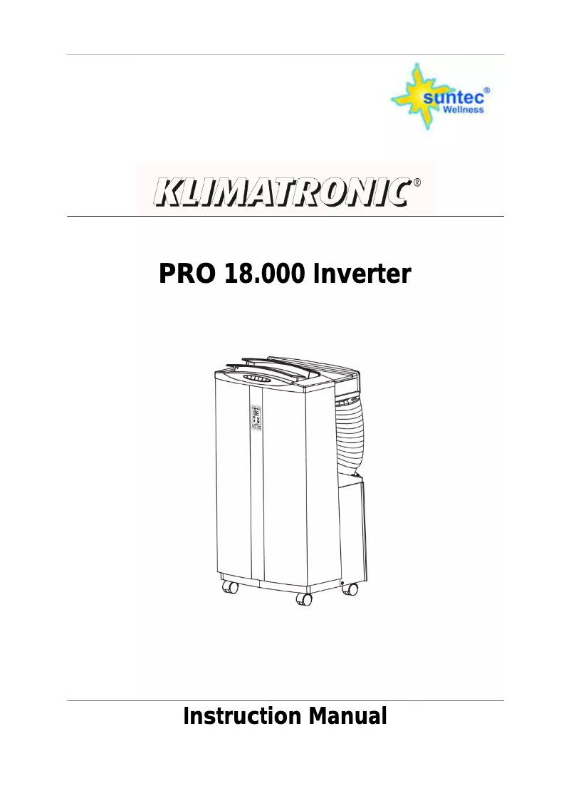 Page 1 de la notice Manuel utilisateur Suntec Klimatronic PRO 18.000 Inverter