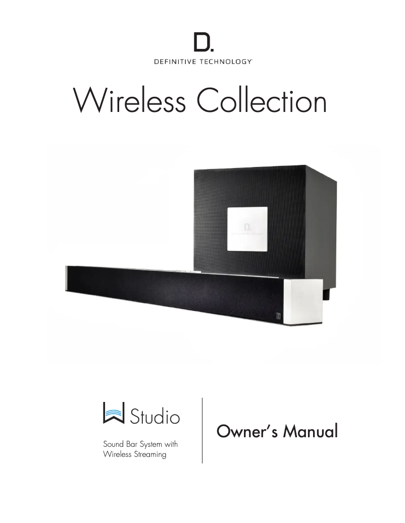 Page 1 de la notice Manuel utilisateur Definitive Technology W Studio