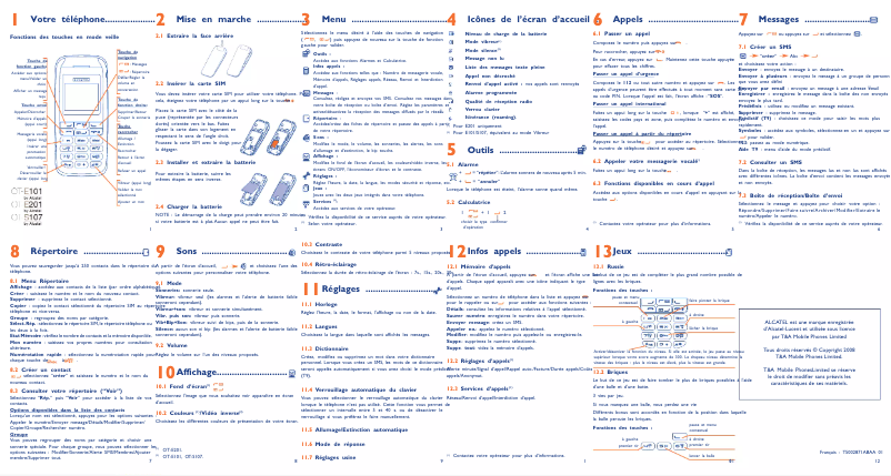 Page n°1 - Manuel utilisateur Alcatel OT-S107