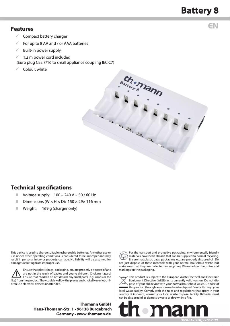 Page n°1 - Manuel utilisateur Thomann Battery 8